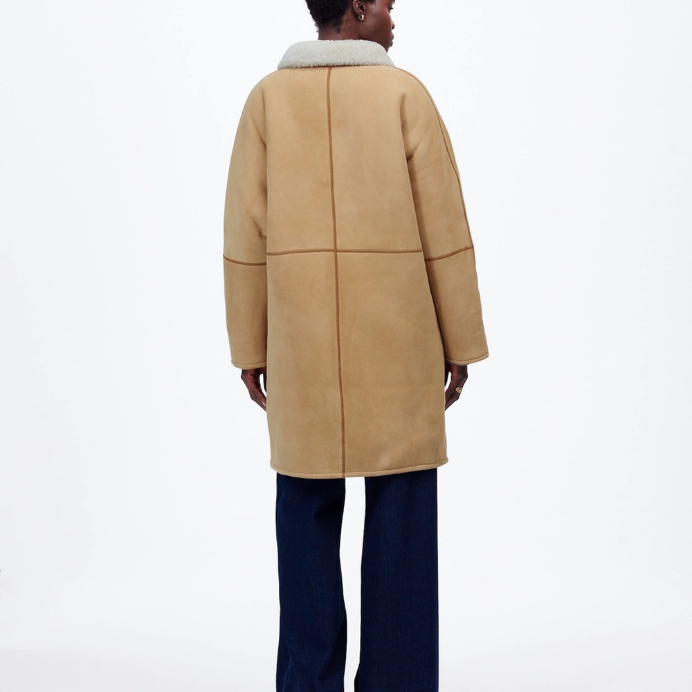 Madewell Suede Oversized Long Jacket (Shearling Coat) Size M NWD $950 NT638 - Picture 5 of 16